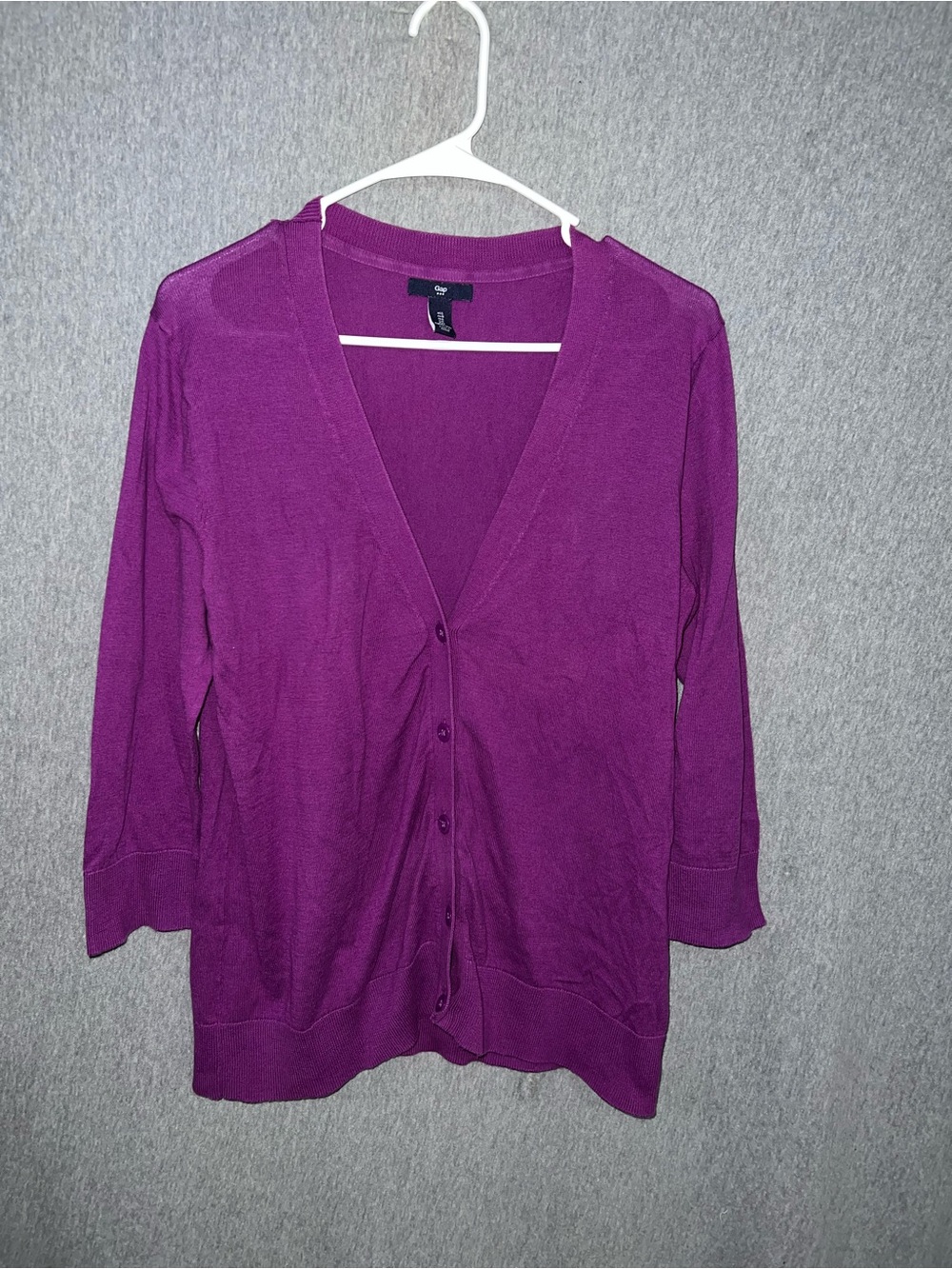 GAP Purple V-Neck Button Front Cardigan